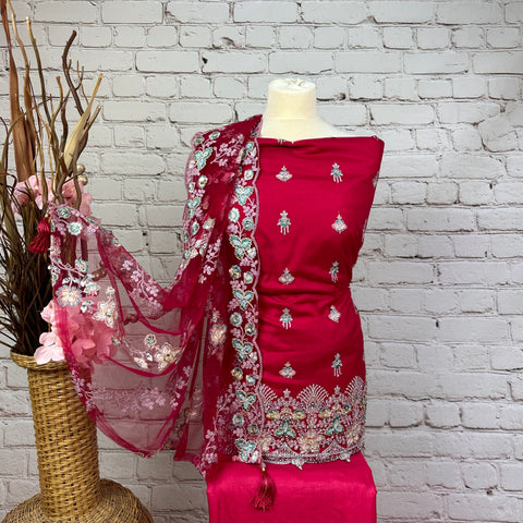 Unstitched Soft Faux Benarsi Silk Suit