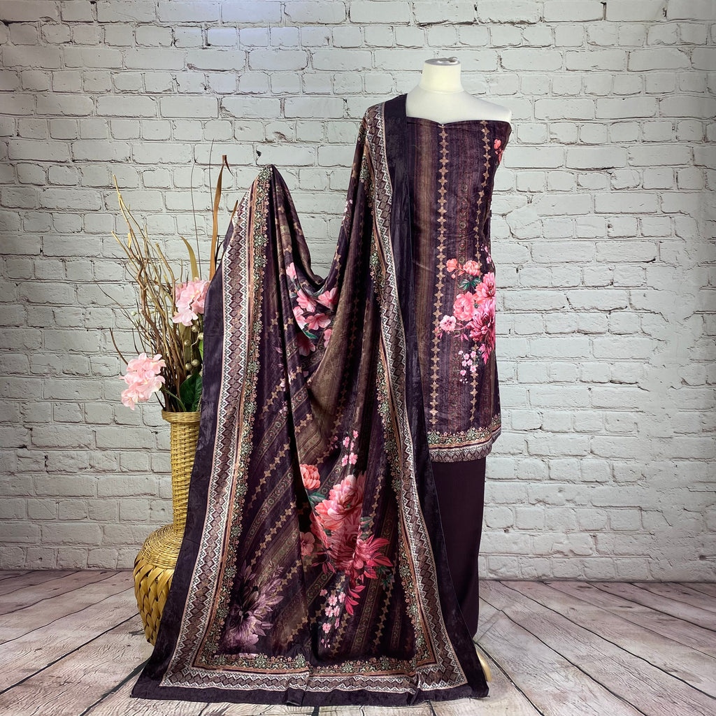 Designer Luxury Digital Velvet Print Suit