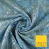 Grey Denim Blue Floral Artsy Swirl Metallic Textured Brocade Dress Fabric 7128