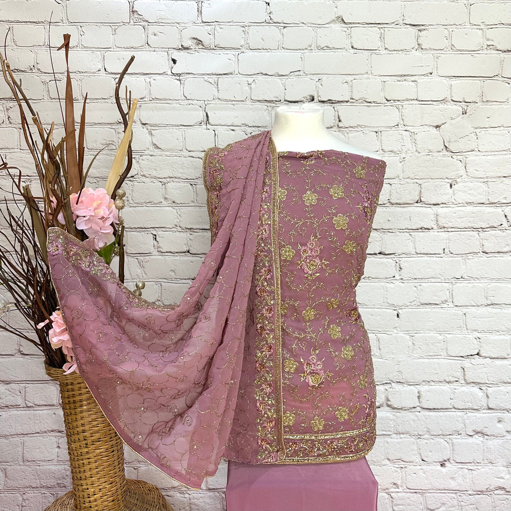 Unstitched Soft Georgette Silk Suit(A8)