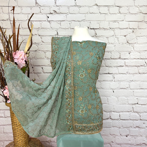 Unstitched Soft Faux Benarsi Silk Suit