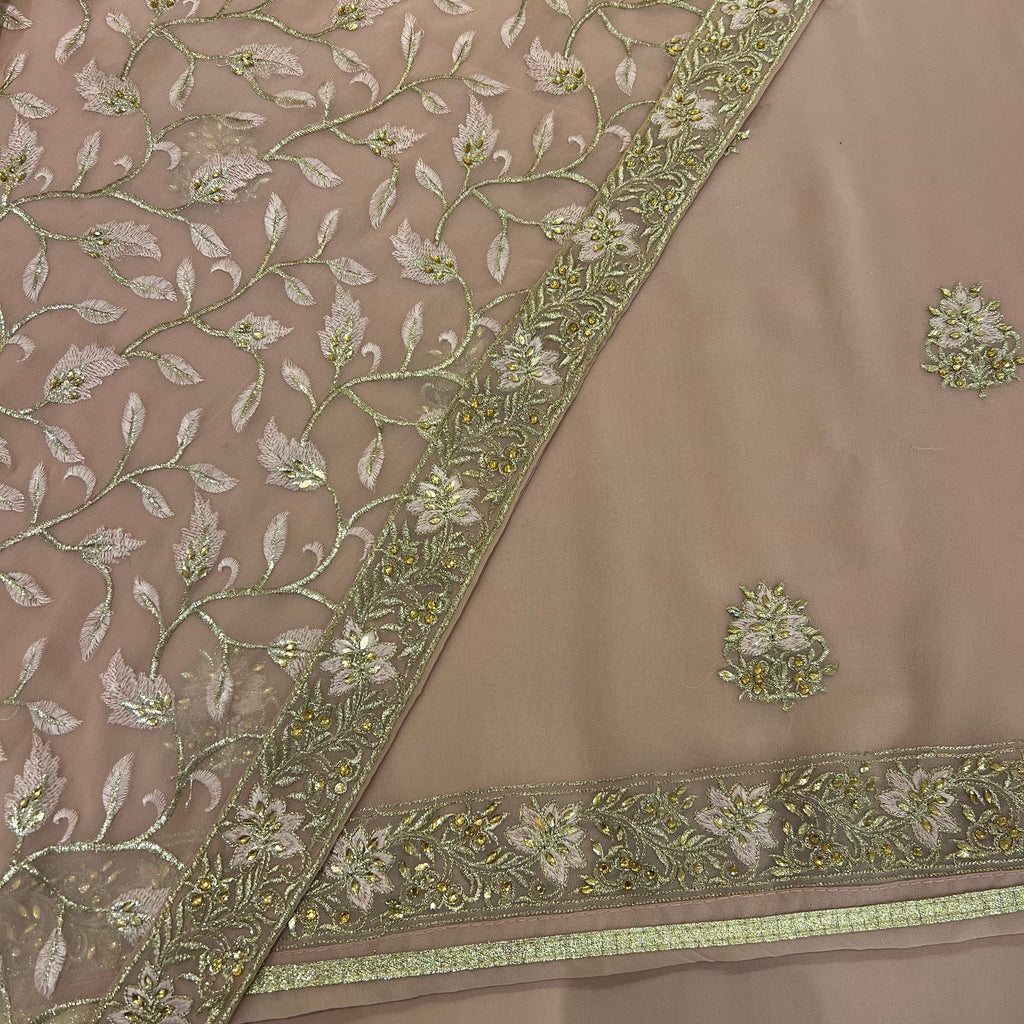 Georgette Suit with Flower Motif Embroidery