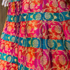 Jade Cerise Pink Orange Multicolour Striped Floral Brocade Lehenga Skirt