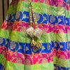 Neon Green Cerise Royal Blue Multicolour Striped Floral Brocade Lehenga Skirt