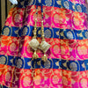 Navy Blue Cerise Orange Multicolour Striped Floral Brocade Lehenga Skirt