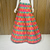 Jade Cerise Pink Orange Multicolour Striped Floral Brocade Lehenga Skirt