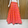 Cerise Pink Orange Multicolour Striped Floral Brocade Lehenga Skirt