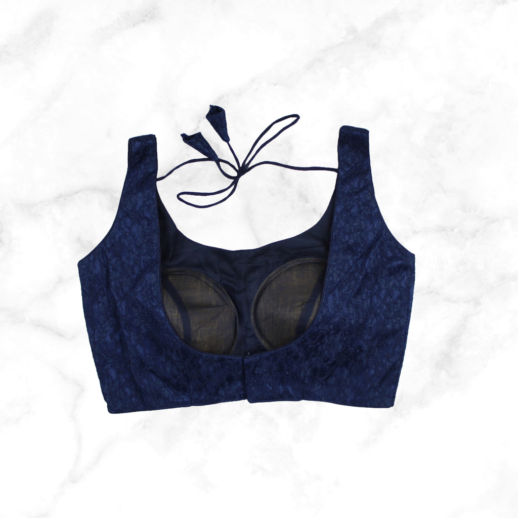 LARISSA | DARK NAVY BLUE LACE BLOUSE