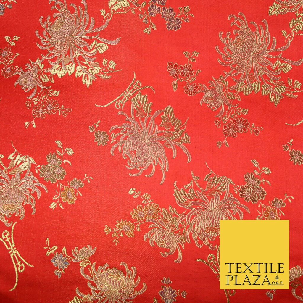 Traditional Oriental Chinese Brocade Metallic Floral Satin Jacquard Fabric 59"