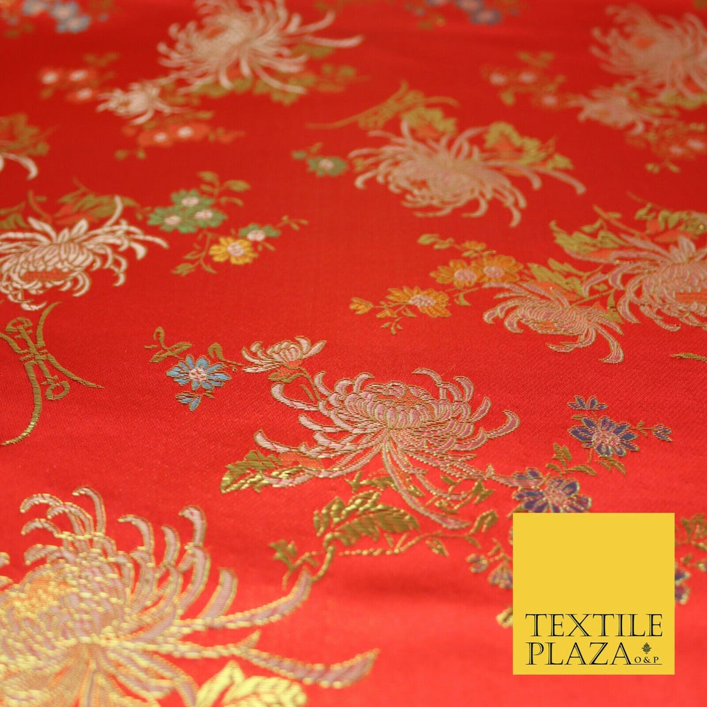 Traditional Oriental Chinese Brocade Metallic Floral Satin Jacquard Fabric 59"