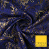 Purple Antique Gold Metallic Ornate Leafy Vine Textured Brocade Fabric 7132