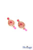 Antique gold, pink drop earrings with pearls